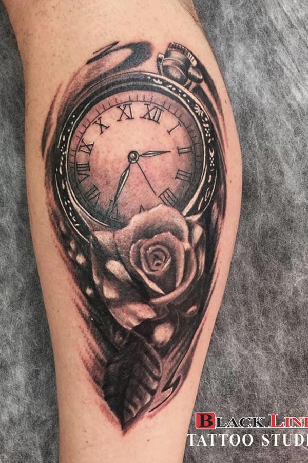 Clock Rose Tattoo Marmaris